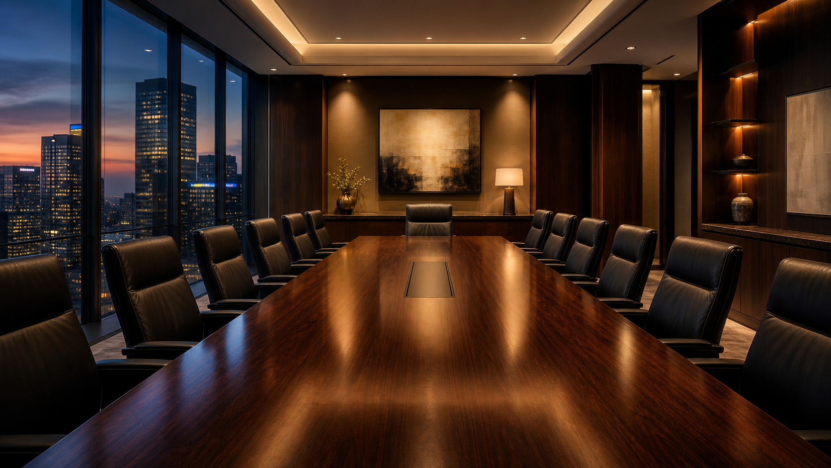 A contemporary executive boardroom